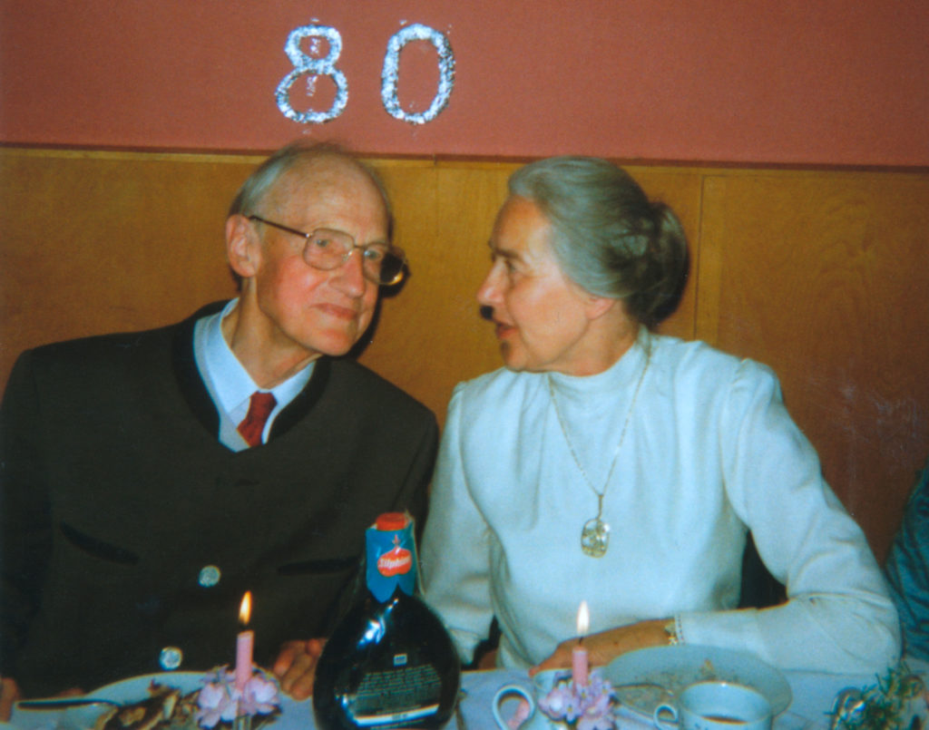 1989. Ursula Haverbeck, då 61 år gammal, vid maken Werners 80-årskalas. Foto: Privat